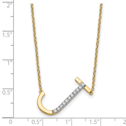14K Gelbgold Seitlich Diamant Initiale J 18 Zoll Halskette