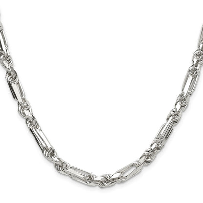 Sterlingsilber 6mm Diamantiert Figarope 26 Zoll Kette