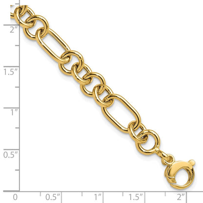 14K Gelbgold Poliert 7.9mm Fantasieglieder Gliederarmband