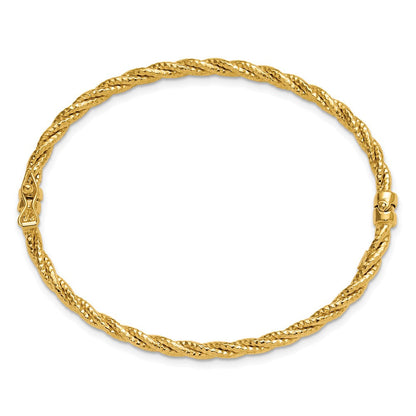 14K Gelbgold Poliert und Diamantiert Gedreht Klappbar Armreif