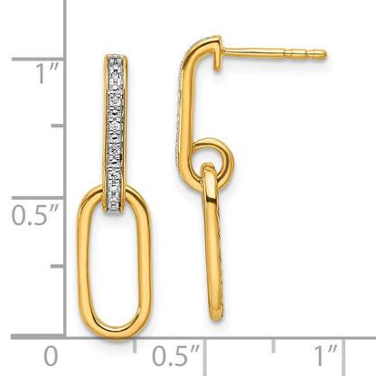 14K Gelbgold Diamant-Büroklammer-Glieder-Ohrhänger mit Poststecker, poliert, 0,05K