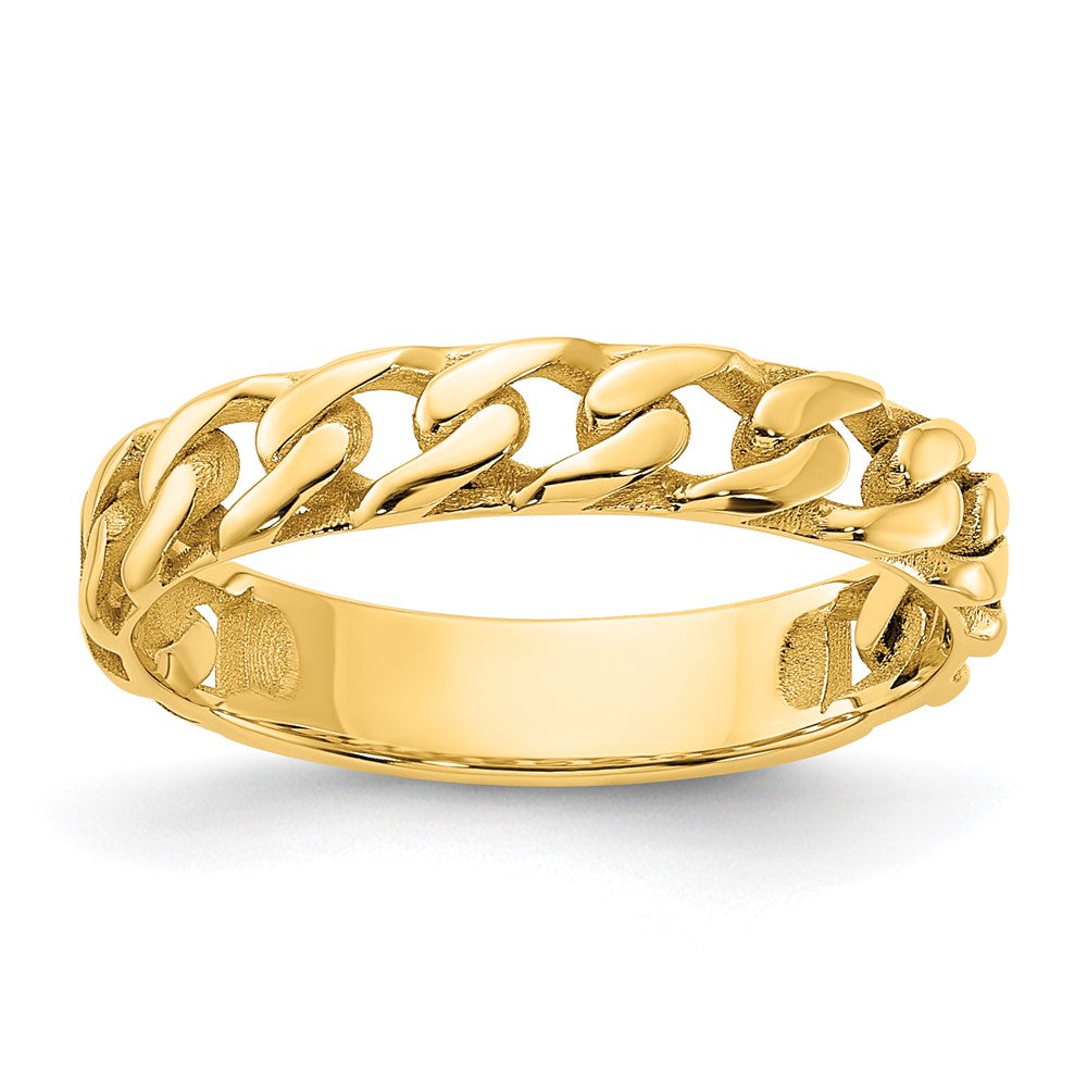 14K Gelbgold Poliert 4mm Panzer Glieder Ring