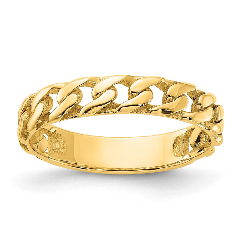 14K Gelbgold Poliert 4mm Panzer Glieder Ring