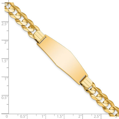 14K Gelbgold Poliert Massiv Kette/solid Platte Panzer Glieder Weich Diamant Form 37.5x12mm Platte 8 Zoll Id Armband