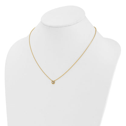 14K Gelbgold Poliert und Gedreht 1/10 Karat Diamant 18 Zoll Halskette
