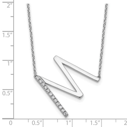 14K Weißgold Seitlich Diamant Initiale M 18 Zoll Halskette
