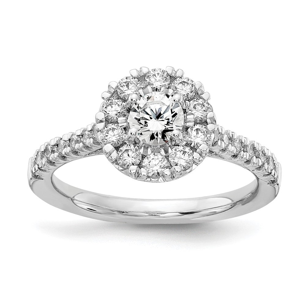 True Origin 14K Weißgold Verlobungsring mit 1K im Labor gezüchtetem Diamant VS+ F+ und komplettem Halo