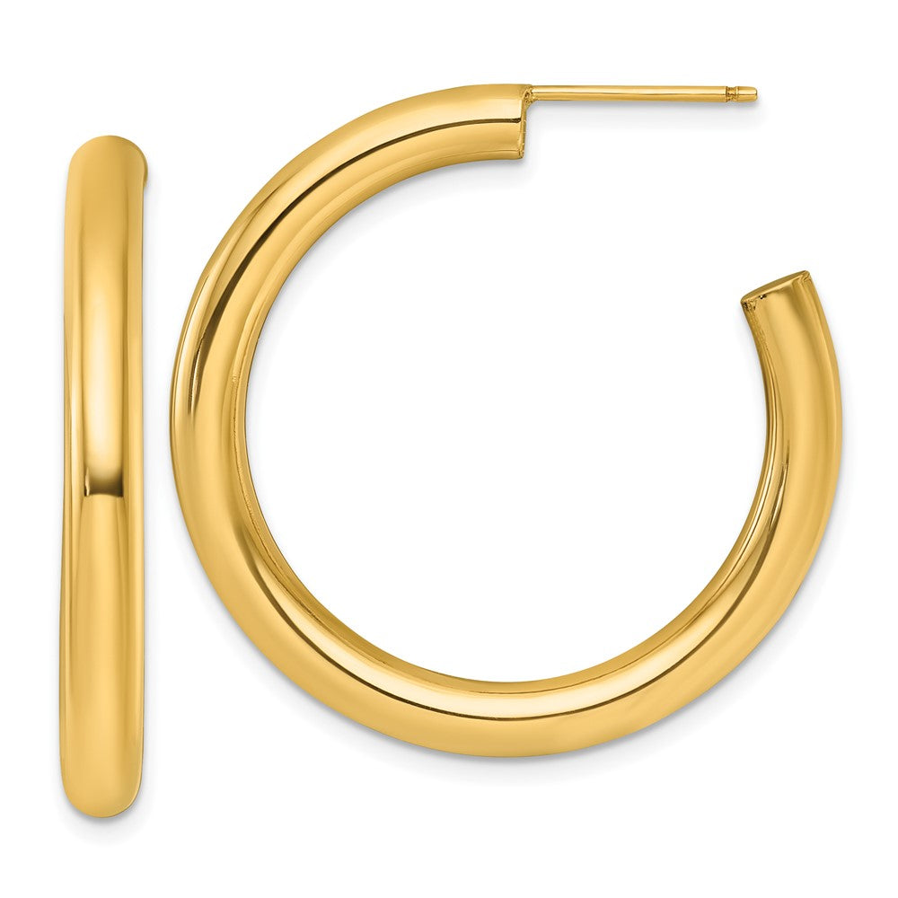 14K Gelbgold Poliert 4.0 X 35mm Röhre C-hoop Ohrstecker