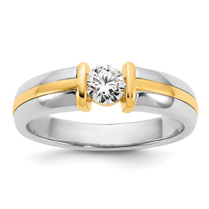 14K Bicolor Gold.5ct Herren Ehering Ring