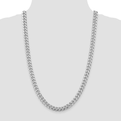 Sterlingsilber Rhodiniert 8.5mm Gewölbt mit Seite Diamantiert Panzer 26 Zoll Kette