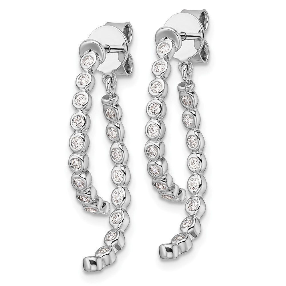 14K Weißgold Diamant-Ohrhänger mit poliertem Zargenrand, vorne und hinten, 0,375 Karat