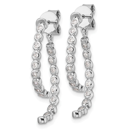 14K Weißgold Diamant-Ohrhänger mit poliertem Zargenrand, vorne und hinten, 0,375 Karat