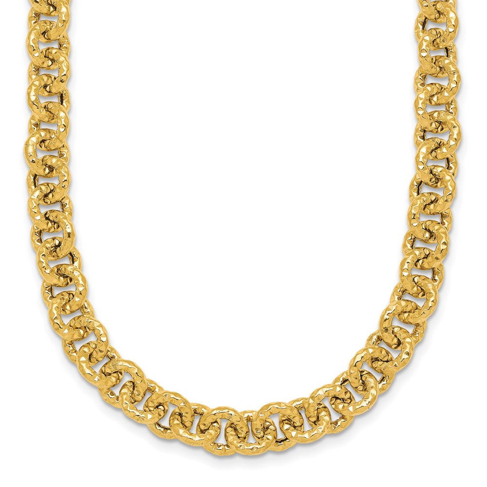 14K Gelbgold Poliert und Strukturiert 7.3mm Ankerkette Kette 18 Zoll Halskette
