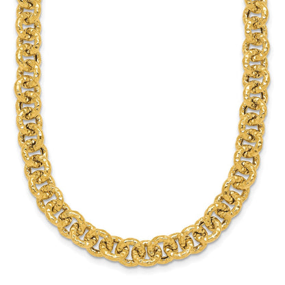 14K Gelbgold Poliert und Strukturiert 7.3mm Ankerkette Kette 18 Zoll Halskette