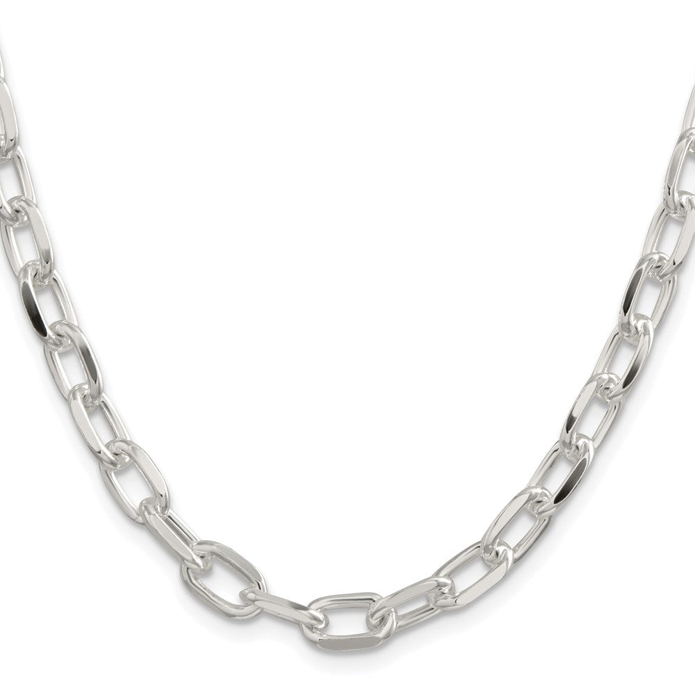 Sterlingsilber Rhodiniert 7.5mm Diamantiert Lang Glieder Ankerkette 26 Zoll Kette