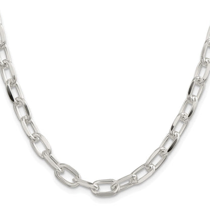 Sterlingsilber Rhodiniert 7.5mm Diamantiert Lang Glieder Ankerkette 26 Zoll Kette