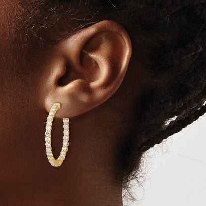 14K Gelbgold 3.2 Karat Diamant In/out Creole mit Sicherheits Verschluss Ohrringe