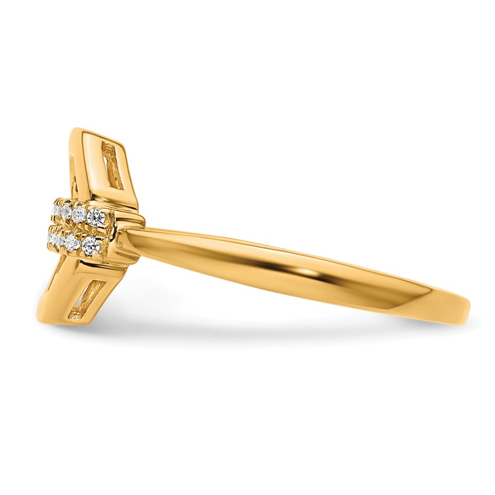 14K Gelbgold Poliert Diamant Achteck Fashion-Ring