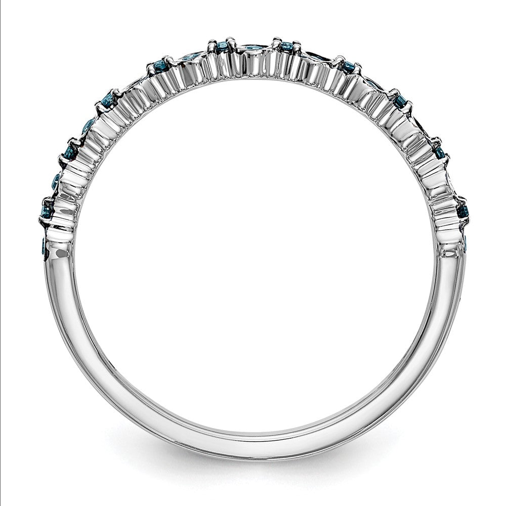 14K Weißgold Ehering mit 0,10 ct. blauen Diamanten, komplett