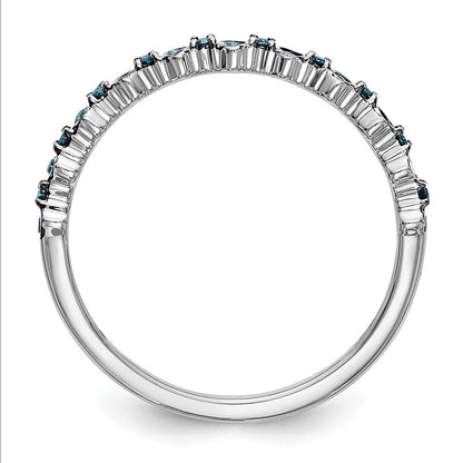 14K Weißgold Ehering mit 0,10 ct. blauen Diamanten, komplett
