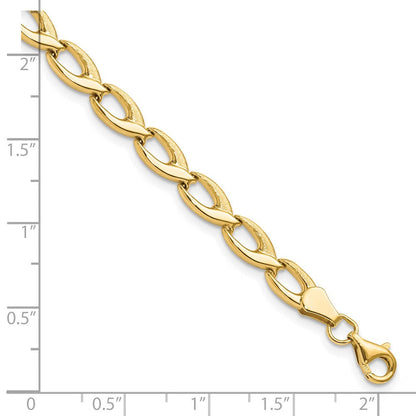 14K Gelbgold Fantasieglieder 7.25 Zoll Armband