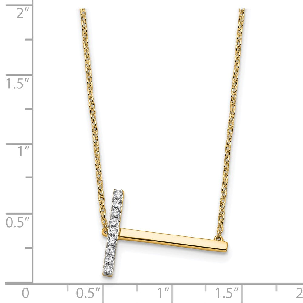 14K Gelbgold Seitlich Diamant Initiale T 18 Zoll Halskette
