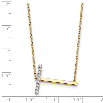 14K Gelbgold Seitlich Diamant Initiale T 18 Zoll Halskette