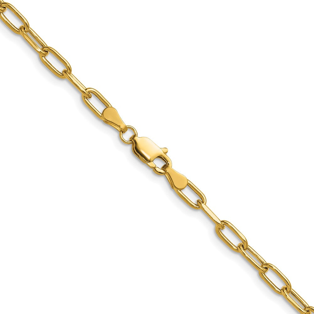 14K Gelbgold 3.7mm Halbmassiv Abgeschrägt Büroklammer Halskette
