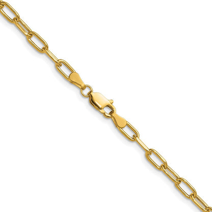 14K Gelbgold 3.7mm Halbmassiv Abgeschrägt Büroklammer Halskette