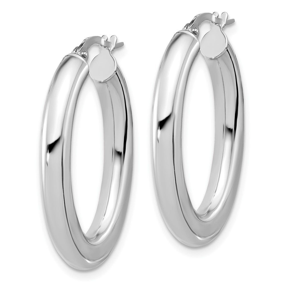14K Weißgold 3x29mm Poliert Oval Röhre Creolen