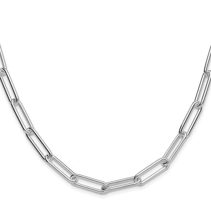 Sterlingsilber Rhodiniert Poliert 6.5mm Büroklammer 24 Zoll Kette
