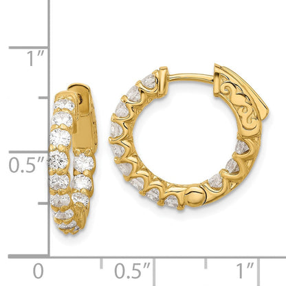 14K Gelbgold 1.41 Karat Diamant In/out Creole mit Sicherheits Verschluss Ohrringe