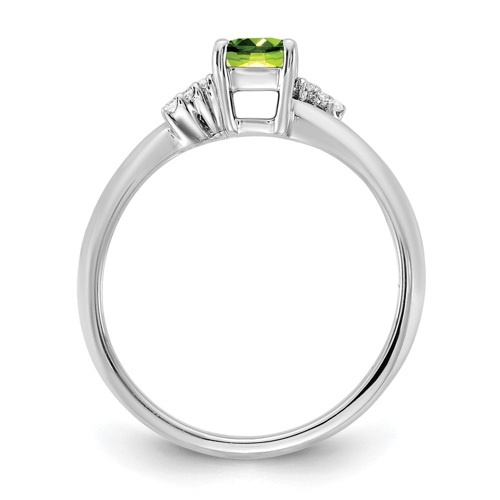 14K Weißgold Poliert Diamant und Peridot Mode Ring