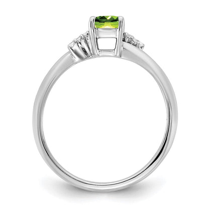 14K Weißgold Poliert Diamant und Peridot Mode Ring