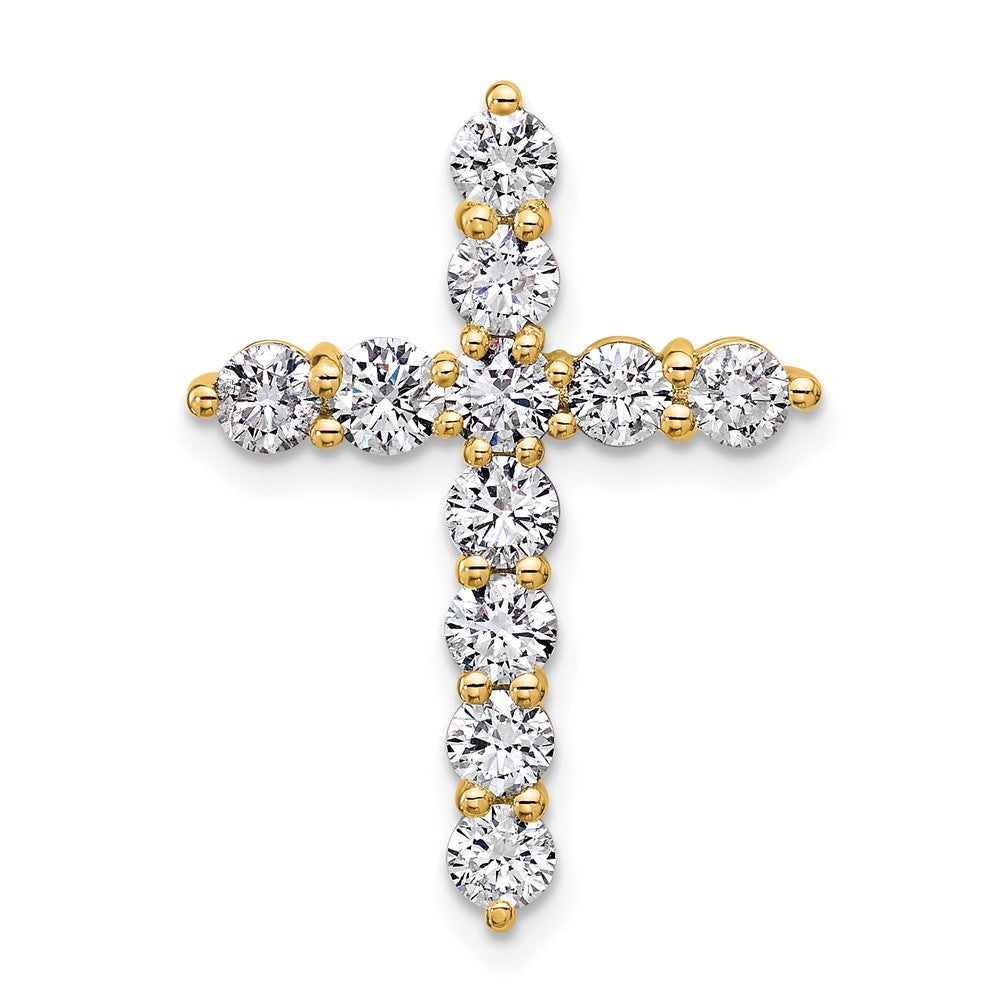 14K Gelbgold Zertifizierter Laborgezüchteter Diamant-Kreuzanhänger, 1,5 ct., VS DEF