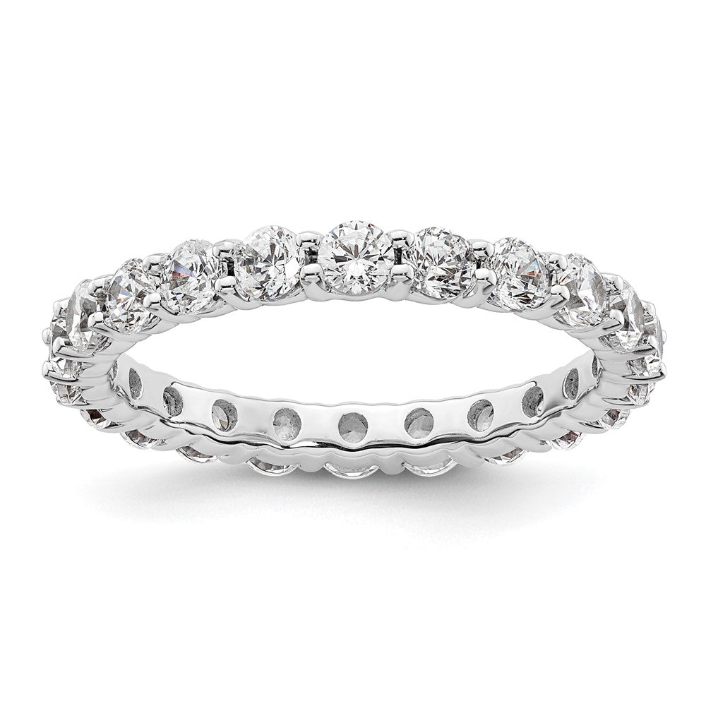 14K Weißgold Poliert Größe 8.5 Shared Krappen 2 Karat Diamant Komplett Memoire Ehering Ring