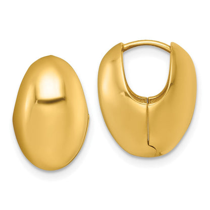 14K Gelbgold Poliert Gewölbt Oval Klappbar Creolen