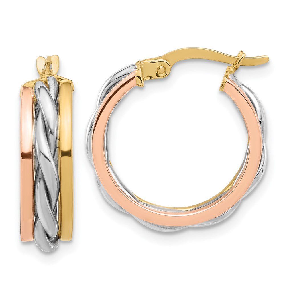 14K Tricolor Gold Tricolor Poliert Creolen