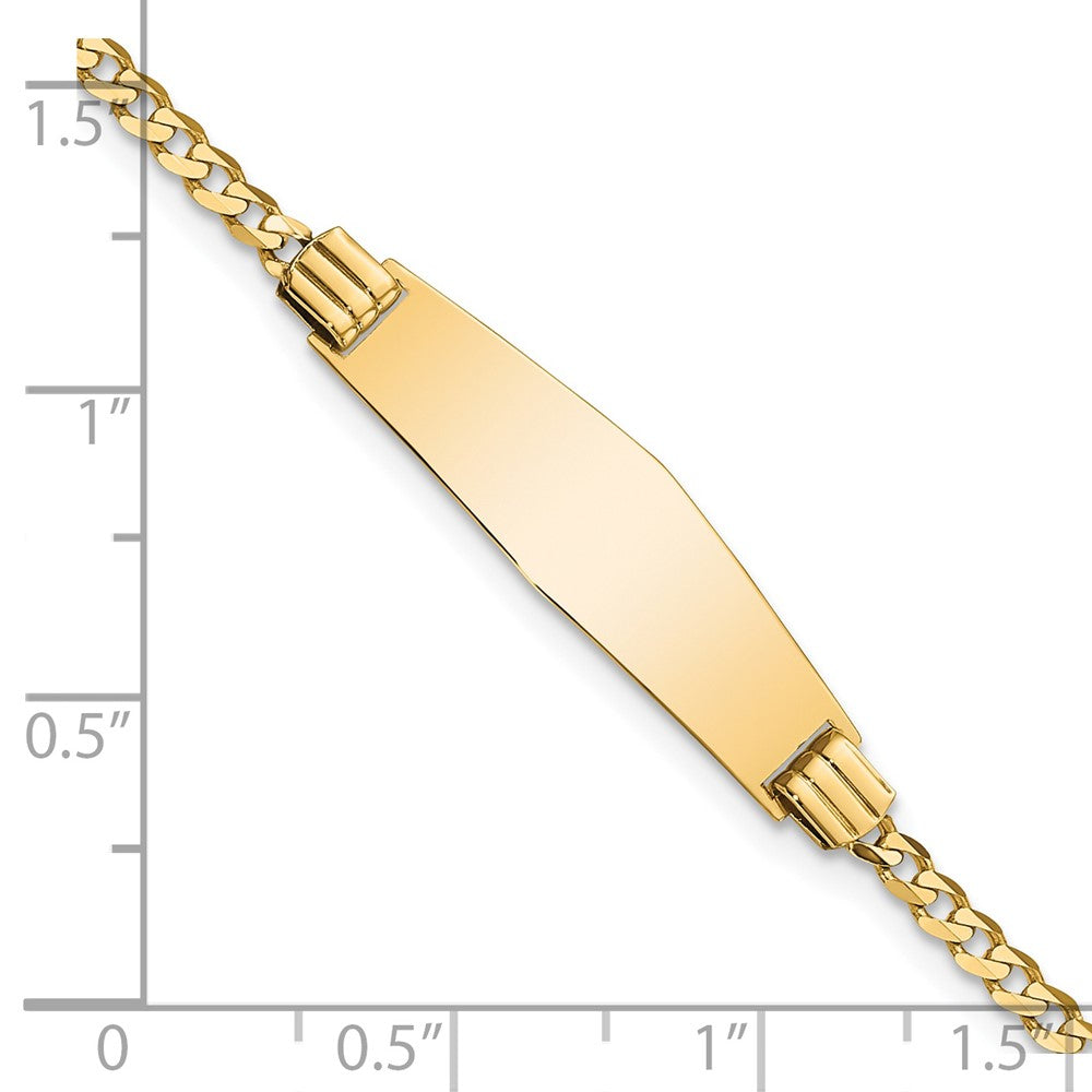 14K Gelbgold Poliert Massiv Kette/solid Platte Panzer Glieder Weich Diamant Form 24.5x7.8mm Platte 7 Zoll Id Armband