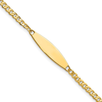 14K Gelbgold Poliert Massiv Kette/solid Platte Panzer Glieder 36x5.1mm Platte Id Armband