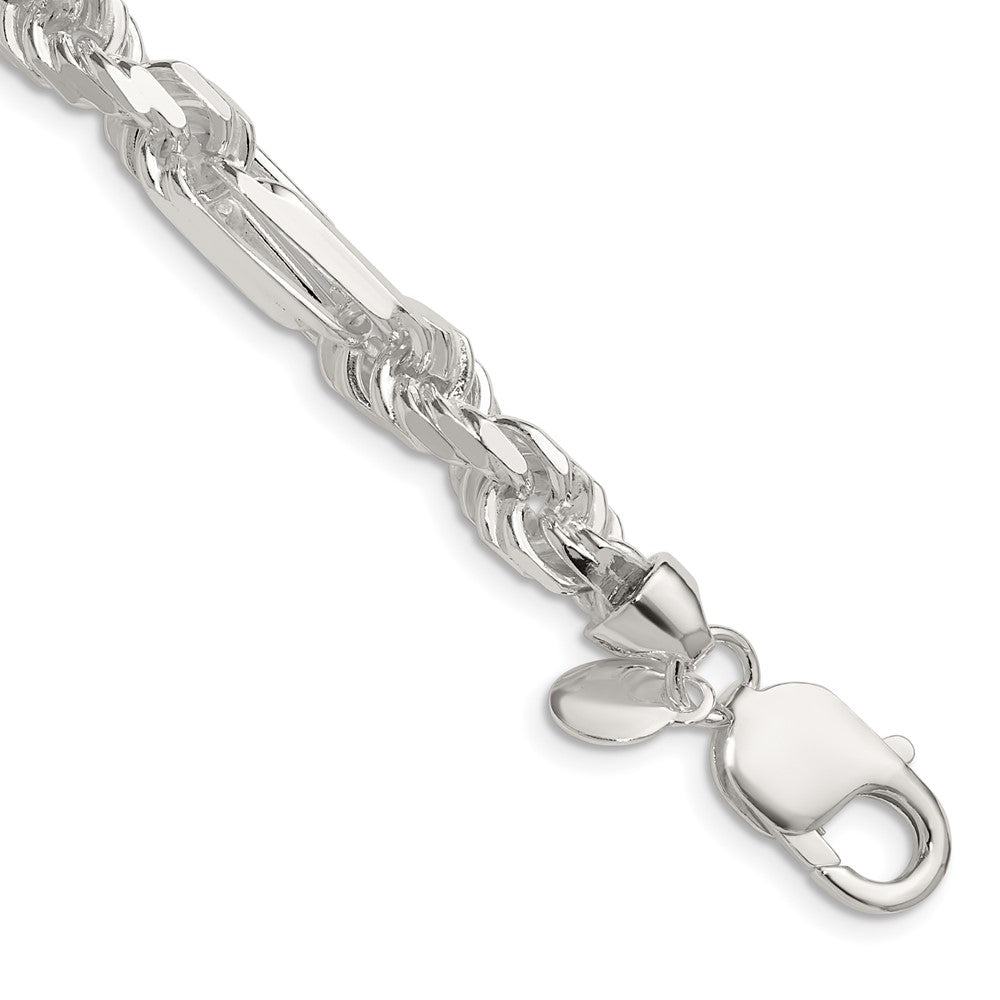 Sterlingsilber 7mm Diamantiert Figarope 26 Zoll Kette