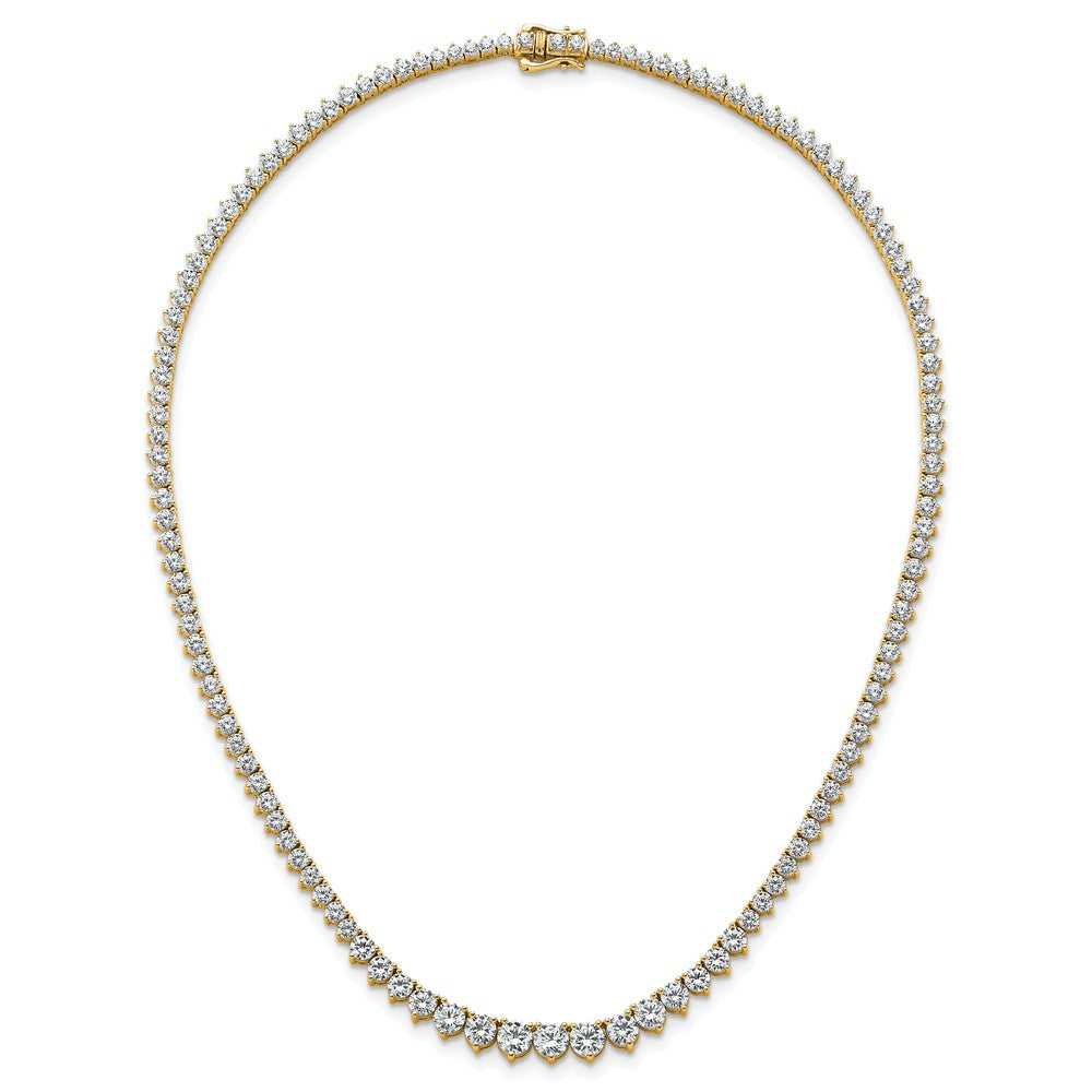 14K Gelbgold 15 1/10 Karat Im Labor Gezüchtet Diamant Vs+ F+ Komplett Rund 16 Zoll Abgestuft Tennis Halskette