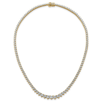 14K Gelbgold 15 1/10 Karat Im Labor Gezüchtet Diamant Vs+ F+ Komplett Rund 16 Zoll Abgestuft Tennis Halskette
