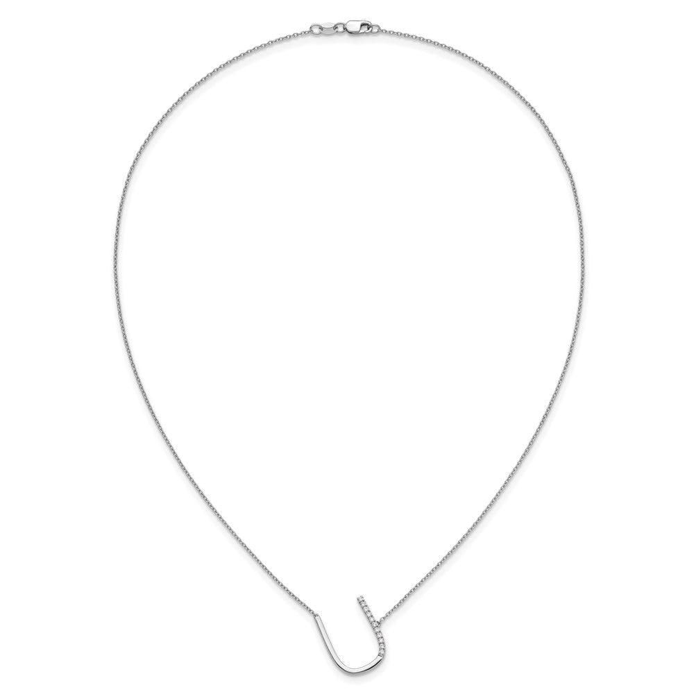 14K Weißgold Seitlich Diamant Initiale U 18 Zoll Halskette