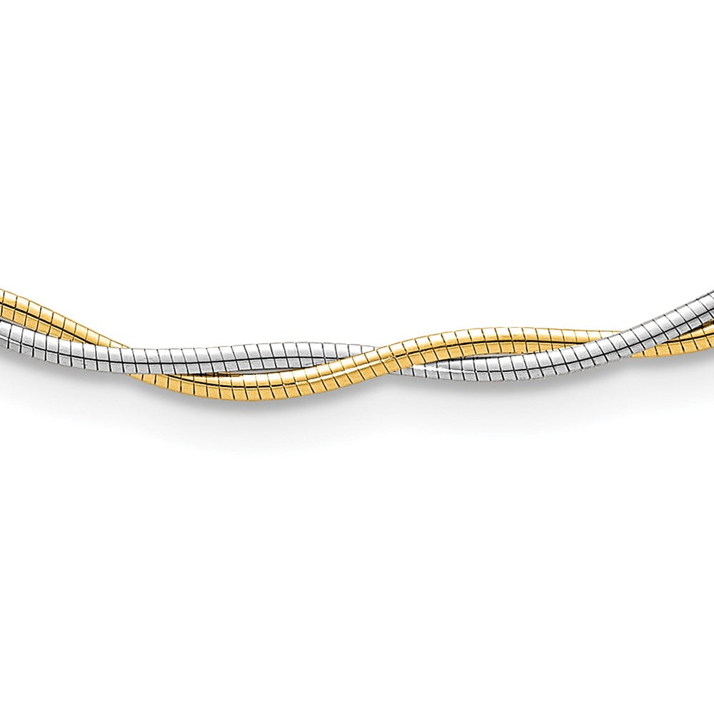14K Bicolor Gold Bicolor Poliert Gedreht Rund Omega 17 Zoll Halskette