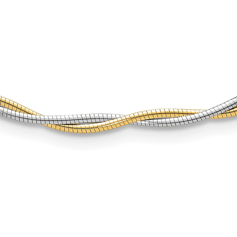 14K Bicolor Gold Bicolor Poliert Gedreht Rund Omega 17 Zoll Halskette