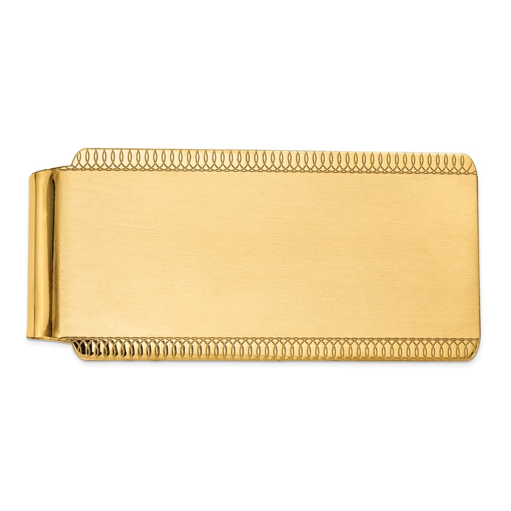 14K Gelbgold Herren Gravierbar Sandblast Kante Geldklammer