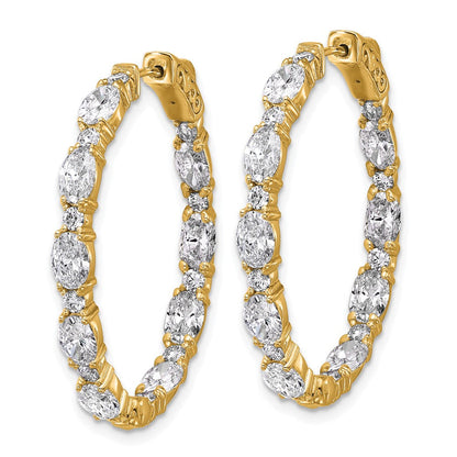 14K Gelbgold zertifizierte Creolen mit Oval- und Rundschliff-Diamanten innen/außen, VS/SI FGH