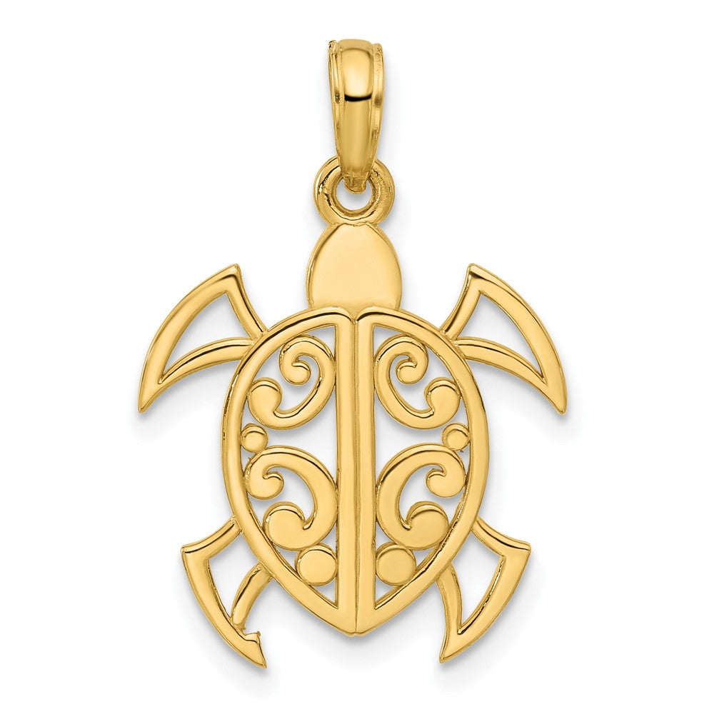 14K Gelbgold Fancy Abstrakter Schildkröten-Anhänger