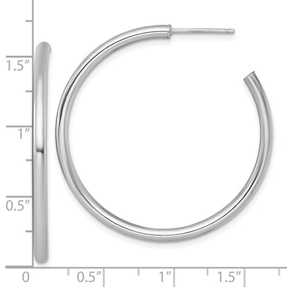 14K Weißgold Poliert 2.5 X 40mm Röhre C-hoop Ohrstecker